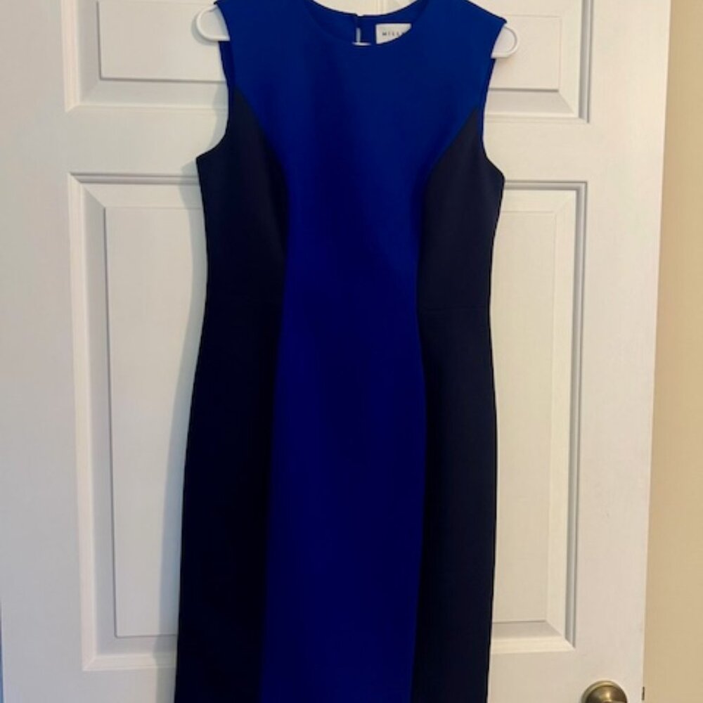 Milly Shift Dress in Royal Blue with Black Side Trim